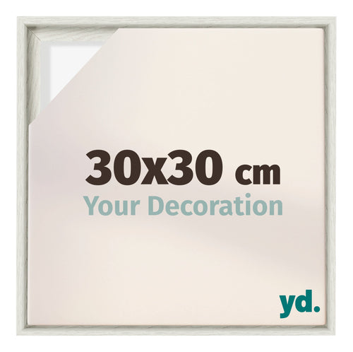 Lyon MDF Canvas Floater Frame 30x30cm White Wash Voorzijde Maat | Yourdecoration.com