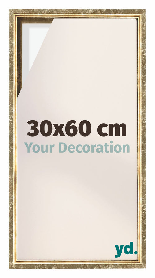 Lyon MDF Canvas Floater Frame 30x60cm Gold Antique Front Size | Yourdecoration.com