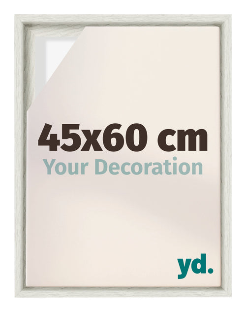 Lyon MDF Canvas Floater Frame 45x60cm White Wash Voorzijde Maat | Yourdecoration.com