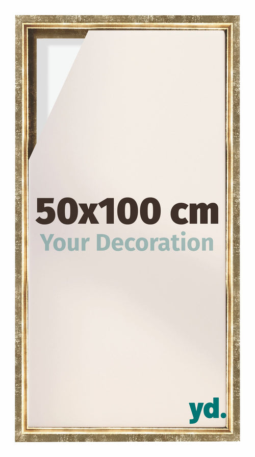 Lyon MDF Canvas Floater Frame 50x100cm Gold Antique Front Size | Yourdecoration.com