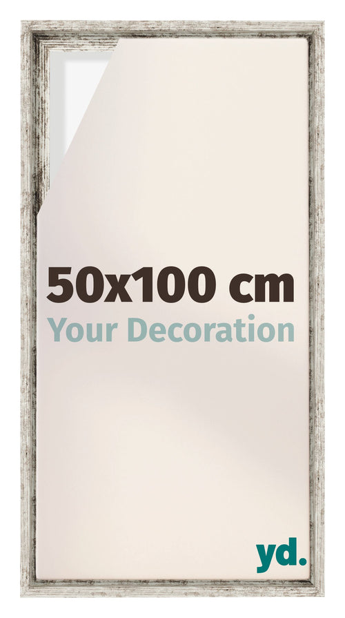 Lyon MDF Canvas Floater Frame 50x100cm White Vintage Voorzijde Maat | Yourdecoration.com