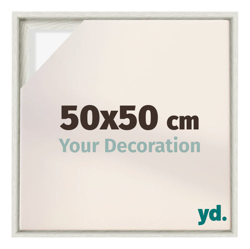 Lyon MDF Canvas Floater Frame 50x50cm White Wash Voorzijde Maat | Yourdecoration.com
