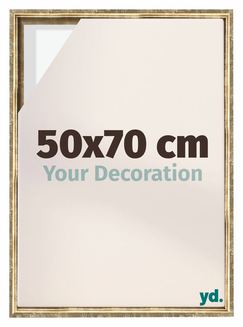 Lyon MDF Canvas Floater Frame 50x70cm Gold Antique Front Size | Yourdecoration.com