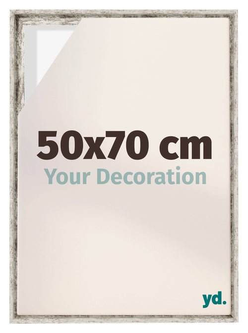Lyon MDF Canvas Floater Frame 50x70cm White Vintage Voorzijde Maat | Yourdecoration.com