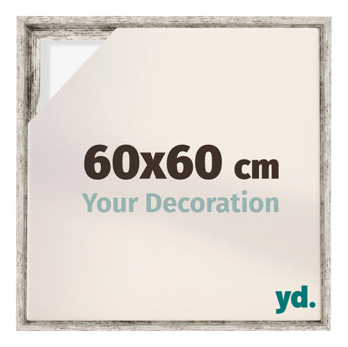 Lyon MDF Canvas Floater Frame 60x60cm White Vintage Voorzijde Maat | Yourdecoration.com