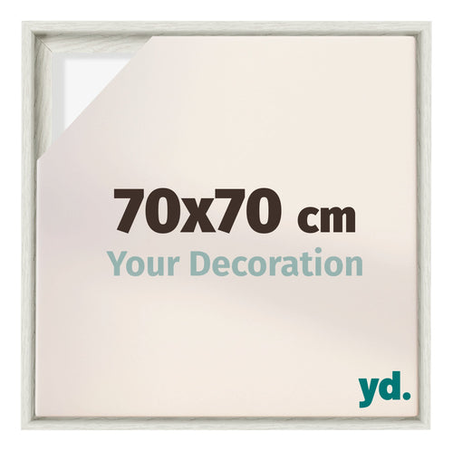 Lyon MDF Canvas Floater Frame 70x70cm White Wash Voorzijde Maat | Yourdecoration.com