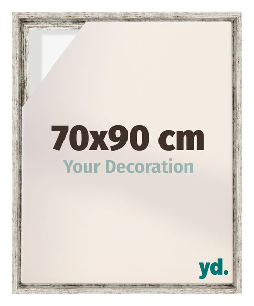 Lyon MDF Canvas Floater Frame 70x90cm White Vintage Voorzijde Maat | Yourdecoration.com