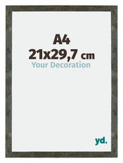 Mura MDF Photo Frame 21x29,7cm A4 Blue Gold Melange Front Size | Yourdecoration.com