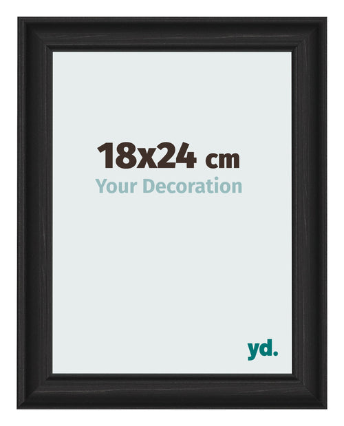 Photo Frame 18x24cm Black Woodgrain MDF Lazio Front Size | Yourdecoration.com