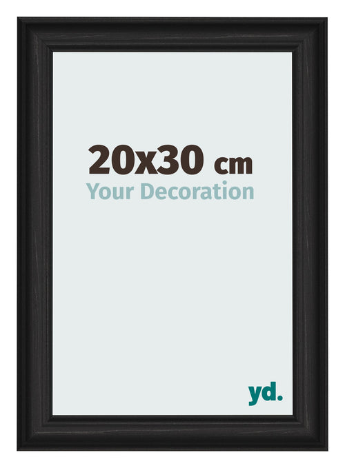 Photo Frame 20x30cm Black Woodgrain MDF Lazio Front Size | Yourdecoration.com