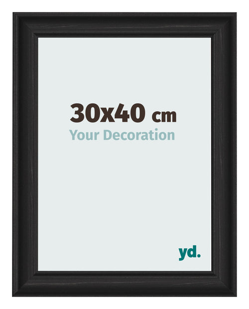 Photo Frame 30x40cm Black Woodgrain MDF Lazio Front Size | Yourdecoration.com