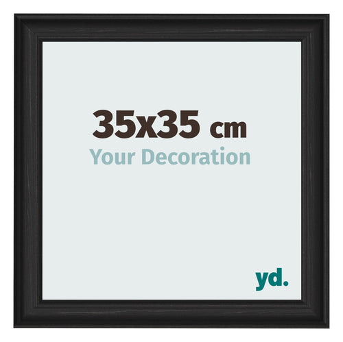 Photo Frame 35x35cm Black Woodgrain MDF Lazio Front Size | Yourdecoration.com