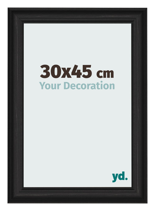 Photo Frame 30x45cm Black Woodgrain MDF Lazio Front Size | Yourdecoration.com