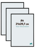 Aurora Aluminium Photo Frame 21x29-7cm A4 Set Van 3 Black Matt Front Size | Yourdecoration.com