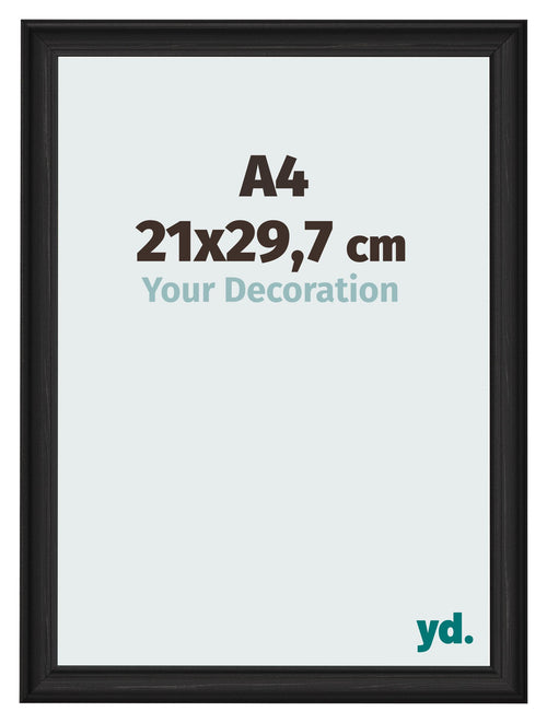 Photo Frame 21x29 7cm A4 Black Woodgrain MDF Lazio Front Size | Yourdecoration.com