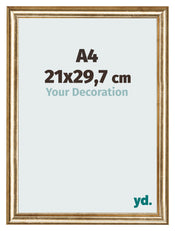 Photo Frame 21x29 7cm A4 Gold Antique MDF Lazio Front Size | Yourdecoration.com