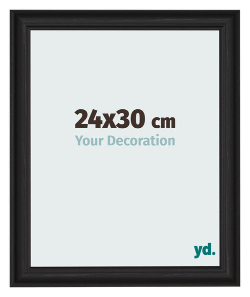 Photo Frame 24x30cm Black Woodgrain MDF Lazio Front Size | Yourdecoration.com