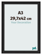 Photo Frame 29 7x42cm A3 Black Woodgrain MDF Lazio Front Size | Yourdecoration.com