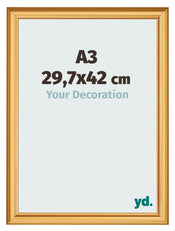 Photo Frame 29 7x42cm A3 Gold Matte MDF Lazio Front Size | Yourdecoration.com
