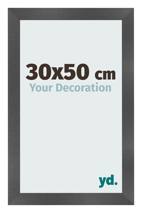 Photo Frame 30x50cm Black Silver Polished MDF Pisa Front Size | Yourdecoration.com