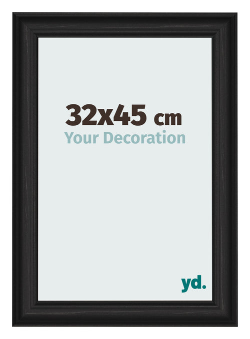 Photo Frame 32x45cm Black Woodgrain MDF Lazio Front Size | Yourdecoration.com