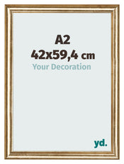 Photo Frame 42x59 4cm A2 Gold Antique MDF Lazio Front Size | Yourdecoration.com