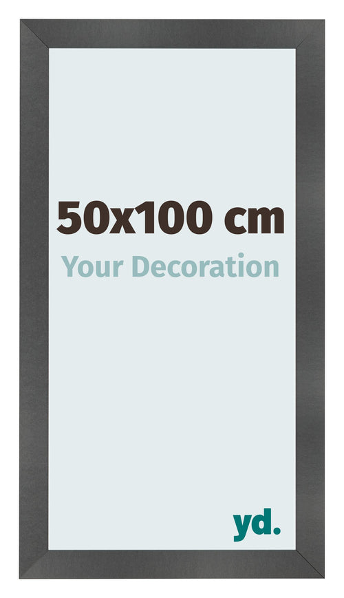 Photo Frame 50x100cm Black Silver Polished MDF Pisa Front Size | Yourdecoration.com