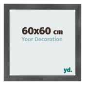 Photo Frame 60x60cm Black Silver Polished MDF Pisa Front Size | Yourdecoration.com