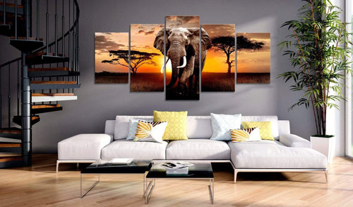 Canvas Print Elephant Migration 5 Panels 225x100cm