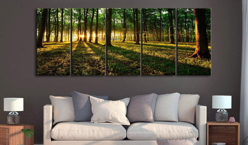 Canvas Print Shade of Trees I 5 Panels 225x90cm