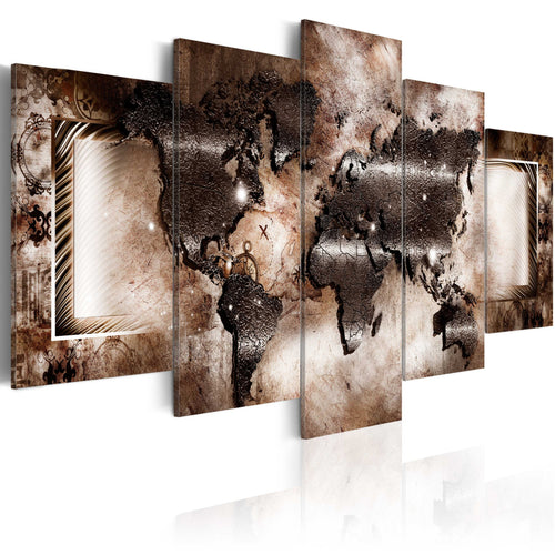 Canvas Print Platinum map 5 Panels 200x100cm