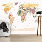 Wall Mural - World Map 250x175cm - Non-Woven Murals