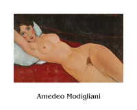 Art Print Amedeo Modigliani Liegender Frauenakt auf weißem Kissen 50x40cm AMO 2002 PGM | Yourdecoration.com