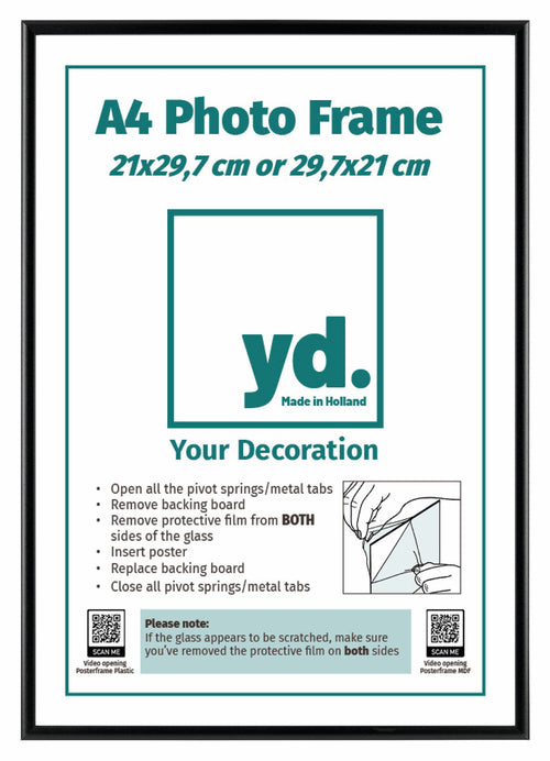 Aurora Aluminium Photo Frame 21x29 7cm A4 Black Front | Yourdecoration.com