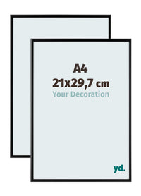 Aurora Aluminium Photo Frame 21x29-7cm A4 Set Van 2 Black Matt Front Size | Yourdecoration.com