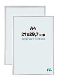 Aurora Aluminium Photo Frame 21x29-7cm A4 Set Van 2 Silver Matt Front Size | Yourdecoration.com
