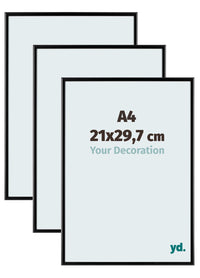 Aurora Aluminium Photo Frame 21x29-7cm A4 Set Van 3 Black Matt Front Size | Yourdecoration.com