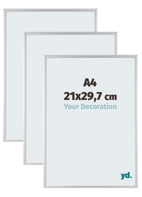 Aurora Aluminium Photo Frame 21x29-7cm A4 Set Van 3 Silver Matt Front Size | Yourdecoration.com