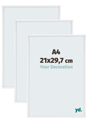 Aurora Aluminium Photo Frame 21x29-7cm A4 Set Van 3 White High Gloss Front Size | Yourdecoration.com