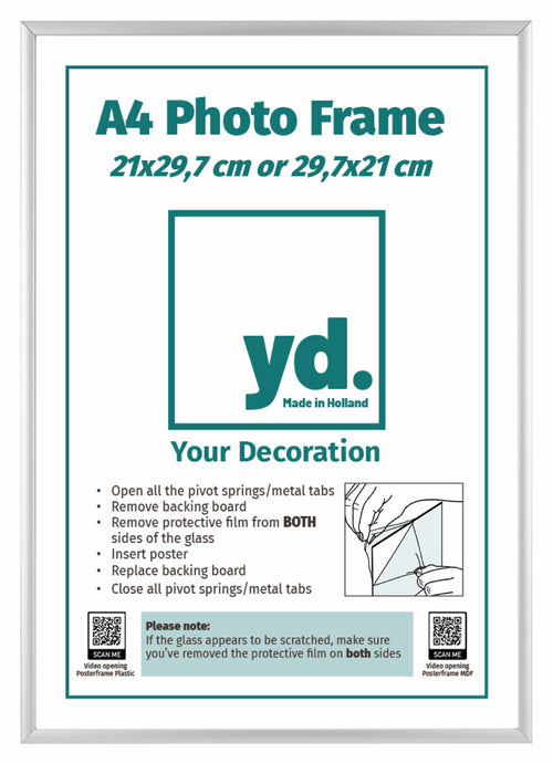 Aurora Aluminium Photo Frame 21x29 7cm A4 Silver Front Insert Sheet | Yourdecoration.com