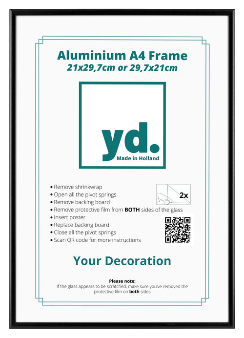 Aurora Aluminium Photo Frame 21x29 7cm A4 set of 2 Black Front | Yourdecoration.com