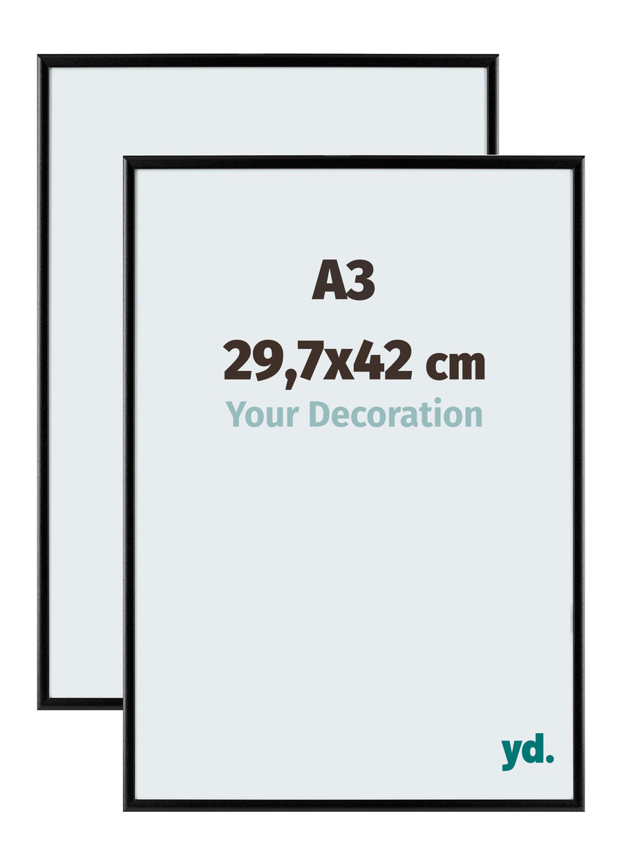 Aurora Aluminium Photo Frame 29-7x42cm A3 Set Van 2 Black Matt Front Size | Yourdecoration.com