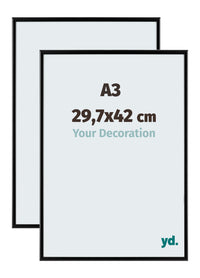 Aurora Aluminium Photo Frame 29-7x42cm A3 Set Van 2 Black Matt Front Size | Yourdecoration.com