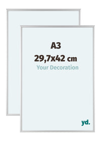 Aurora Aluminium Photo Frame 29-7x42cm A3 Set Van 2 Silver Matt Front Size | Yourdecoration.com