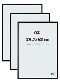 Aurora Aluminium Photo Frame 29-7x42cm A3 Set Van 3 Black Matt Front Size | Yourdecoration.com