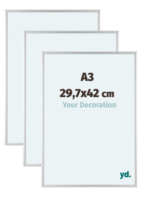 Aurora Aluminium Photo Frame 29-7x42cm A3 Set Van 3 Silver Matt Front Size | Yourdecoration.com