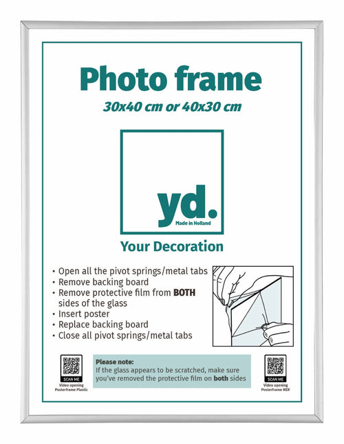 Aurora Aluminium Photo Frame 30x40cm Silver Mat Front Size | Yourdecoration.com