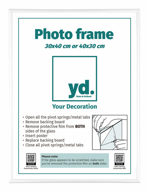 Aurora Aluminium Photo Frame 30x40cm White High Gloss Front Size | Yourdecoration.com