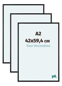 Aurora Aluminium Photo Frame 42x59-4cm A2 Set Van 3 Black Matt Front Size | Yourdecoration.com