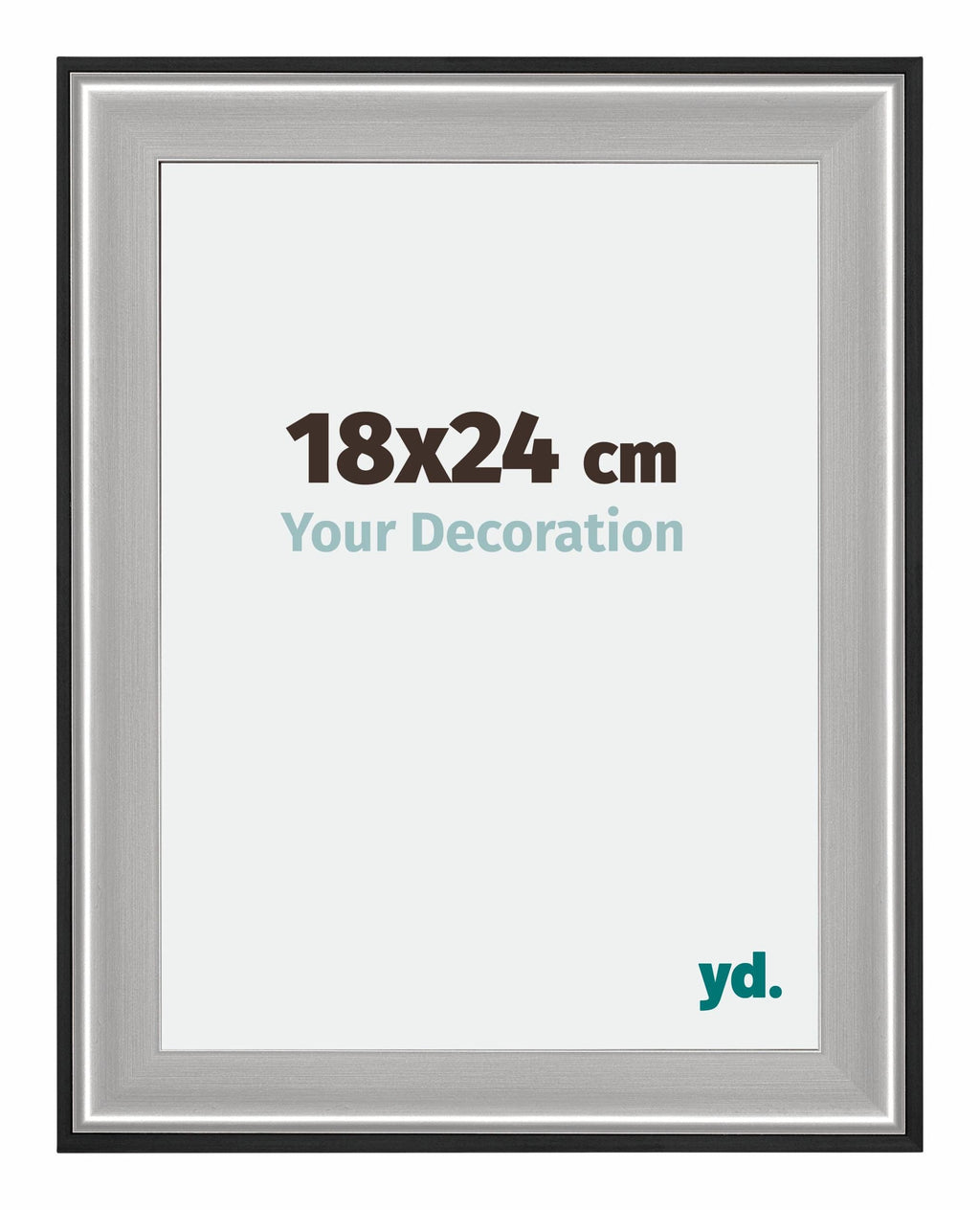 Birmingham Wooden Photo Frame 18x24cm Black Silver gepolijst Size | Yourdecoration.com